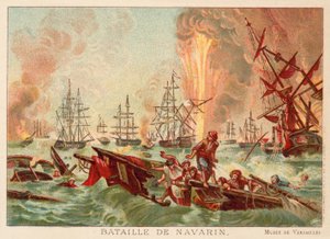 Slaget ved Navarino, 1827 (chromolitho)